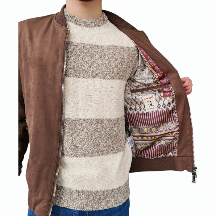 Giubbotto uomo GIANNI LUPO scamosciato leggero slim fit con orli elastici 