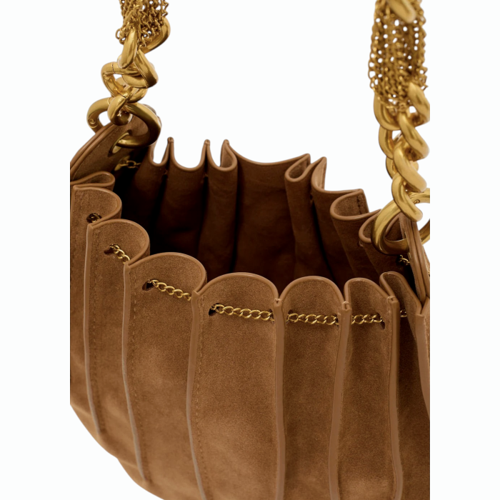 Borsa donna NALI' mod. a spalla Evissa small scamosciata cinghia catena e frange