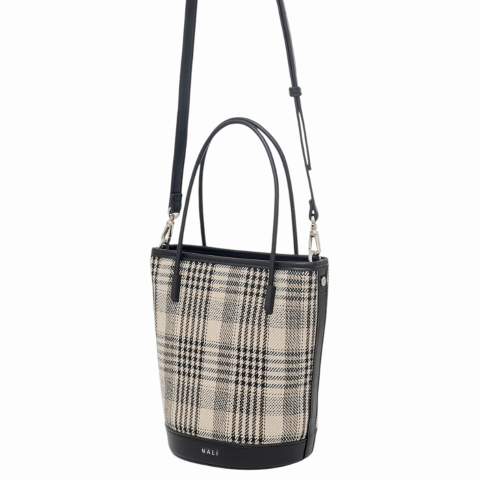 Borsa donna NALI' mod. Kasia Bucket secchiello in tessuto tramato dettagli ecopelle