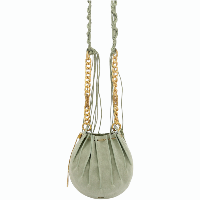 Borsa donna NALI' mod. a spalla Evissa small scamosciata cinghia catena e frange