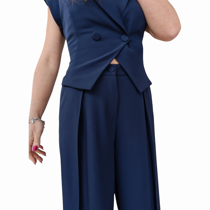 Completo donna IMPERIAL gilet doppiopetto smanicato pantalone palazzo con pinces