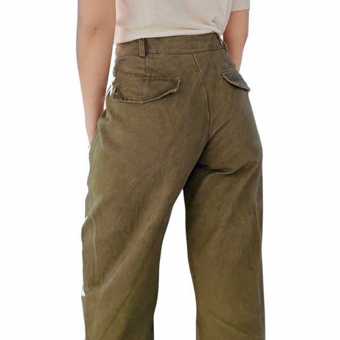 Pantalone donna SAIPH 100% cotone modello Balloon tasche anteriori a taglio