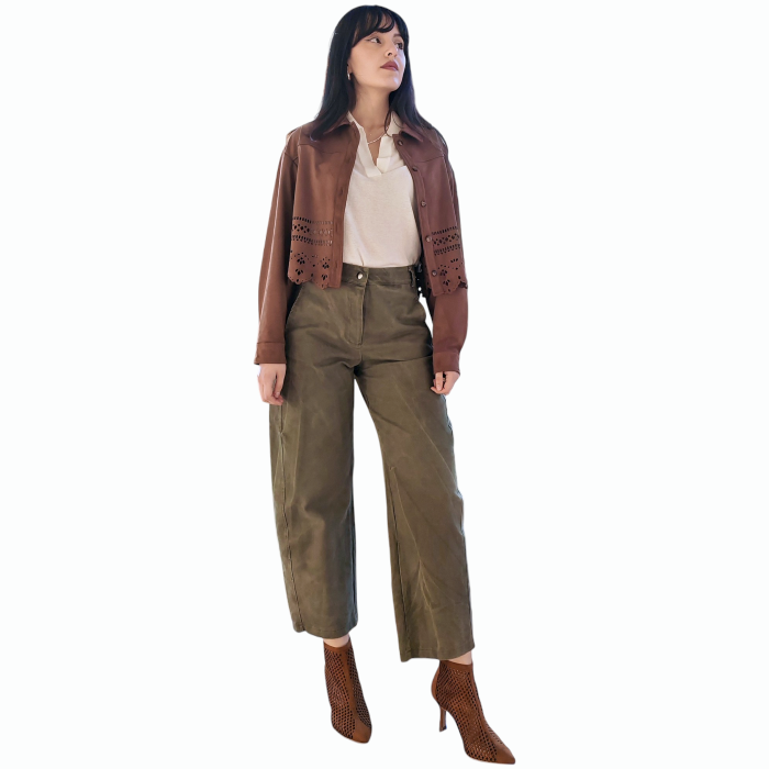 Pantalone donna SAIPH 100% cotone modello Balloon tasche anteriori a taglio