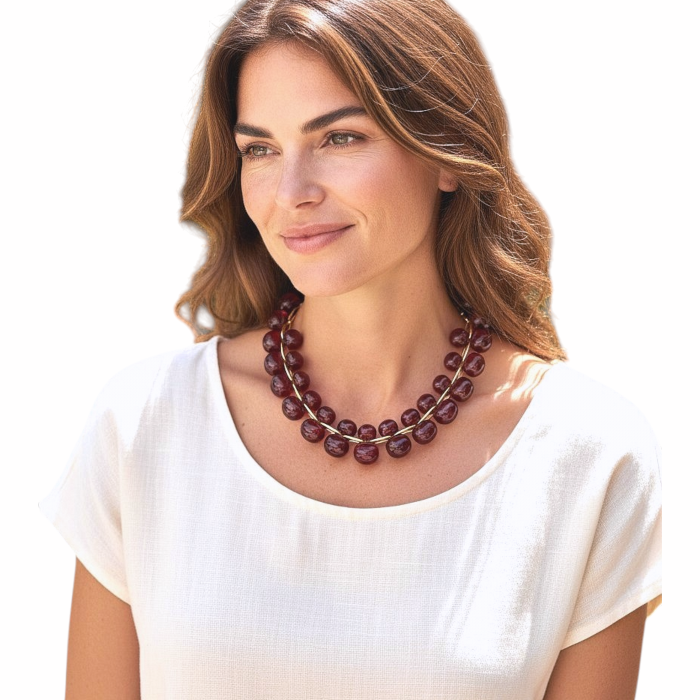 Collana donna NALI' mod. Grape con ovali in resina su catena dorata