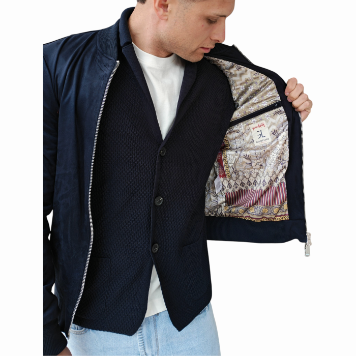   Giubbotto uomo GIANNI LUPO scamosciato leggero slim fit con orli elastici