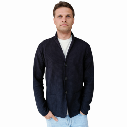 Cardigan uomo BERNA 100% cotone lavorazione a rielievo scollo a V