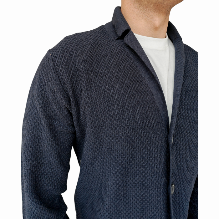 Cardigan uomo BERNA 100% cotone lavorazione a rielievo scollo a V