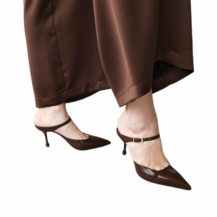 Tailleur donna IMPERIAL effetto raso blazer doppiopetto con cintura pantalone gamba ampia