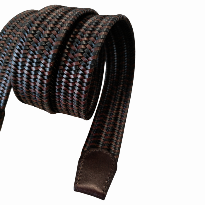 Cintura uomo GIANNI LUPO in vera pelle ad intreccio bicolore con cofanetto