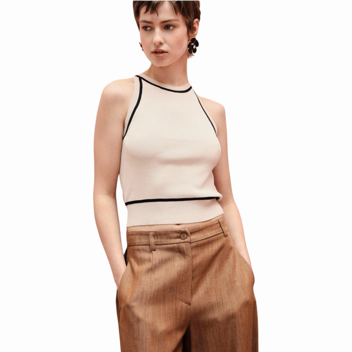 Top IMPERIAL smanicato girocollo con profili a contrasto