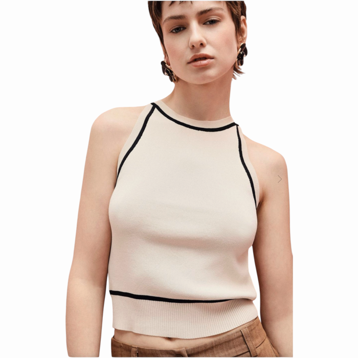 Top IMPERIAL smanicato girocollo con profili a contrasto