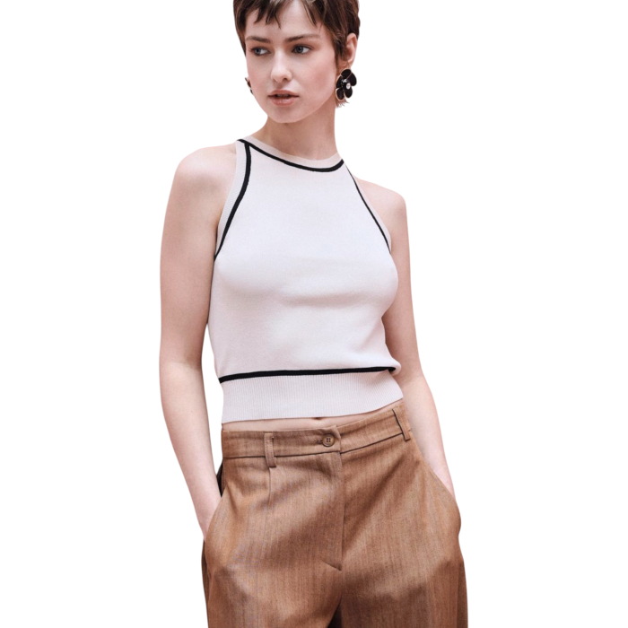 Top IMPERIAL smanicato girocollo con profili a contrasto