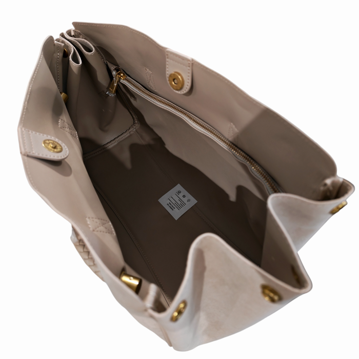   Borsa donna NALI' modello Oxford a spalla scamosciata dettagli ecopelle laterale allargabile