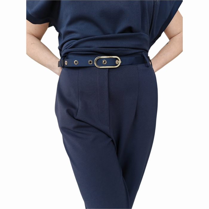 Completo donna IMPERIAL maglia con spalle strutturate pantalone cropped con cintura dettagli raso