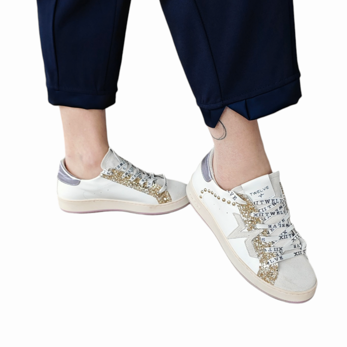 Completo donna IMPERIAL maglia con spalle strutturate pantalone cropped con cintura dettagli raso