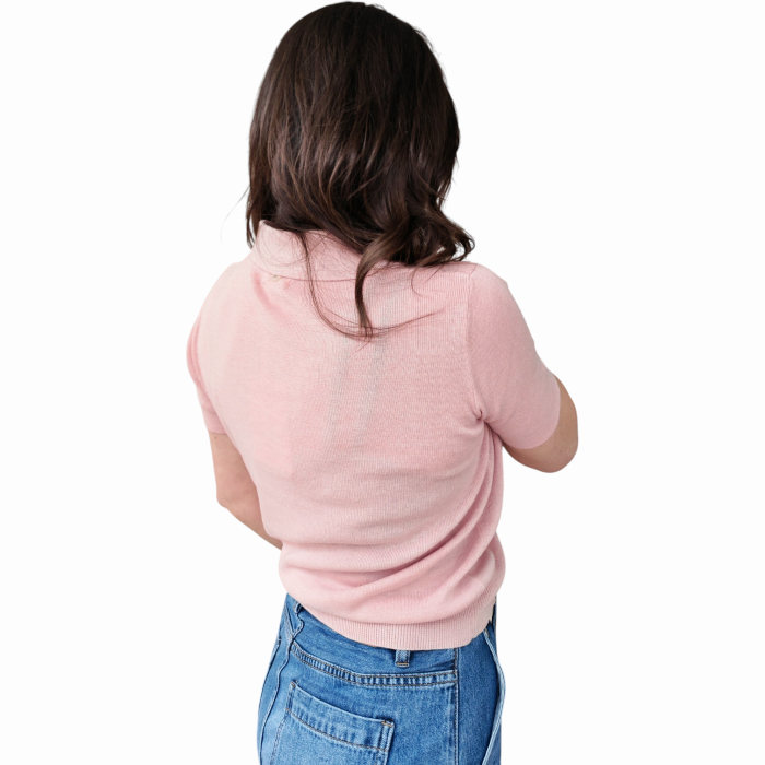 Polo donna GIANNI LUPO misto lino crop manica corta colletto a V senza bottoni