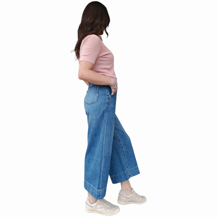 Jeans donna GIANNI LUPO coco wide cropped medium wash gamba ampia 