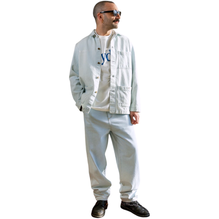 Camicia overshirt uomo CAT Caterpillar jeans 100% cotone light wash denim