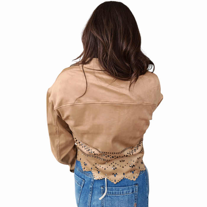 Giacca donna GIANNI LUPO in suede con rintagli collo camicia e bottoni