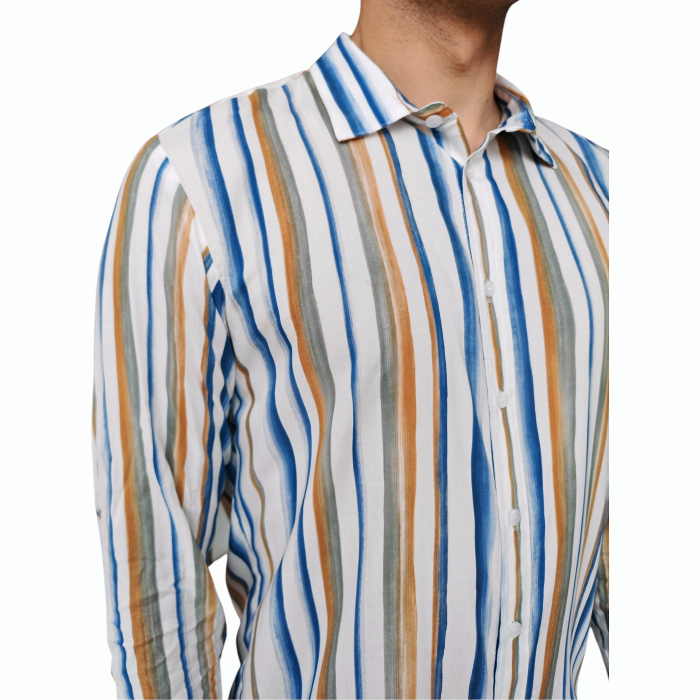 Camicia uomo IMPERIAL 100% viscosa fantasia a righe collo classico