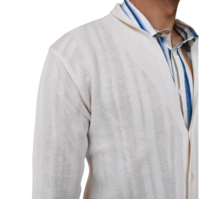 Cardigan uomo BERNA misto cotone lavorazione punto riso scollo a V
