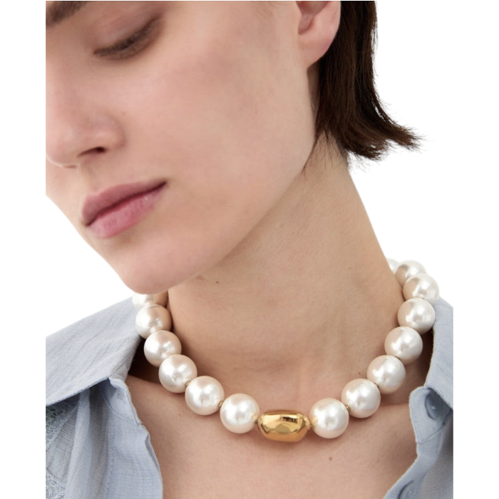 Collana donna NALI' modello Pearl con elementi a sfera e dettagli dorati