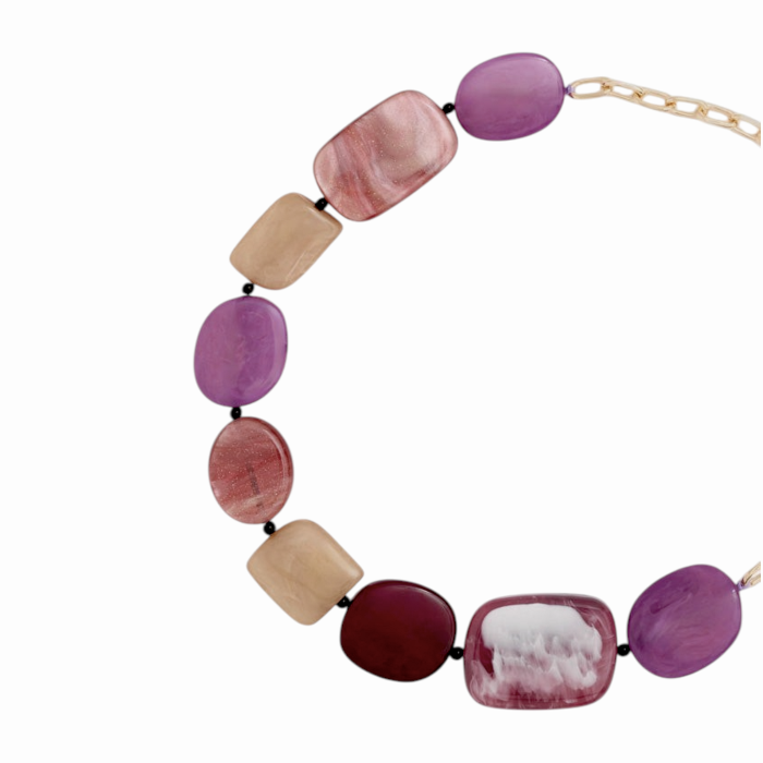 Collana donna NALI' girocollo pietre irregolari in resina e catenina dorata