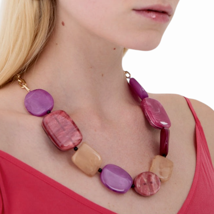 Collana donna NALI' girocollo pietre irregolari in resina e catenina dorata