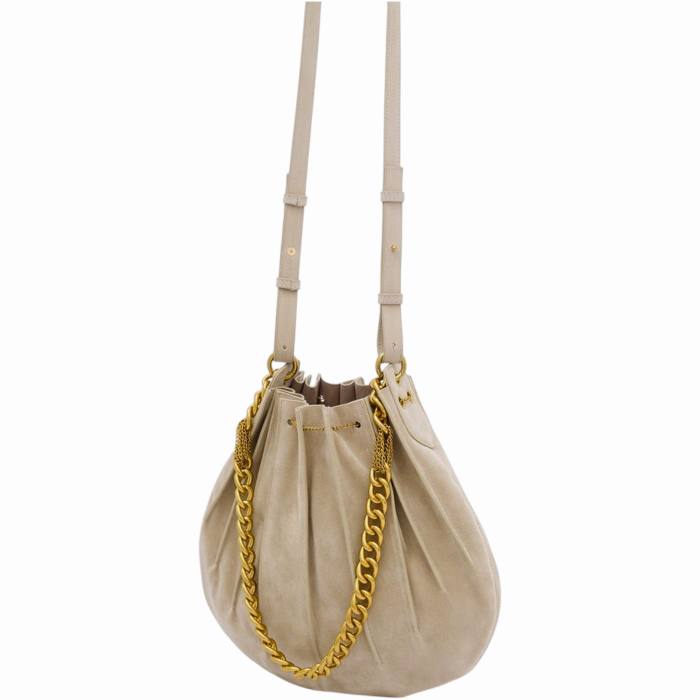 Borsa donna NALI' mod. sacca Evissa a spalla 100% camoscio con catena e tracolla staccabile