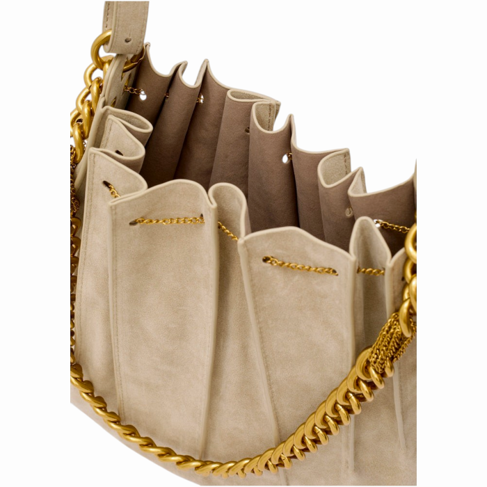 Borsa donna NALI' mod. sacca Evissa a spalla 100% camoscio con catena e tracolla staccabile