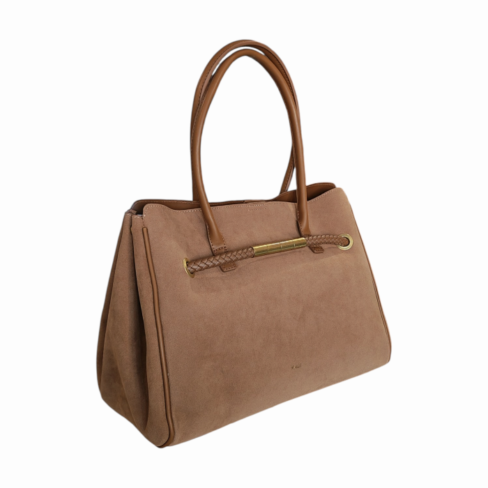 Borsa donna NALI' modello Oxford a spalla scamosciata dettagli ecopelle laterale allargabile