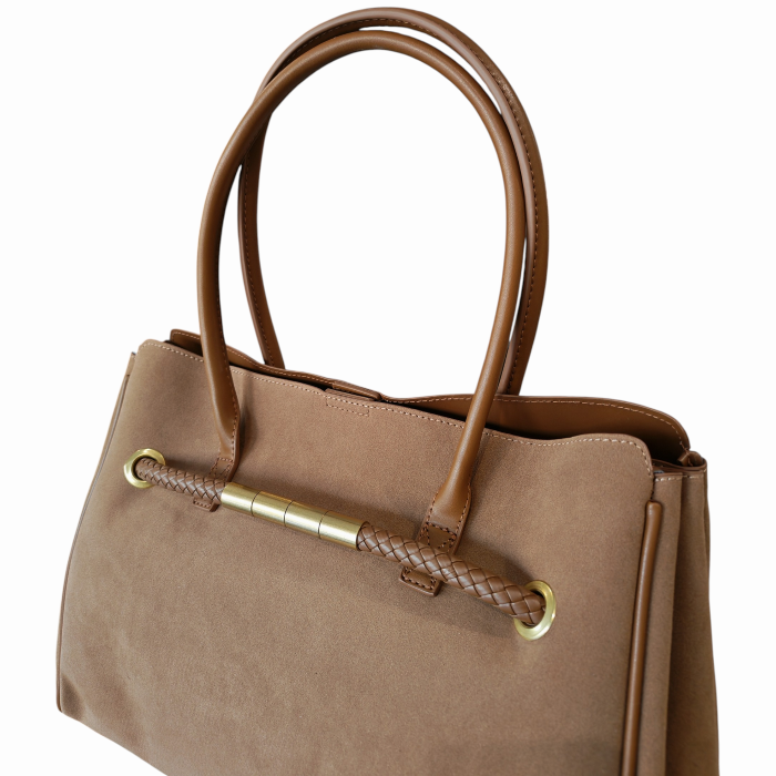 Borsa donna NALI' modello Oxford a spalla scamosciata dettagli ecopelle laterale allargabile