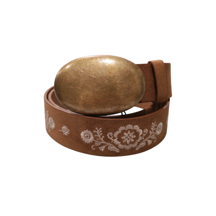 Cintura donna NALI' modello Annie con ricami e fibbia effetto ottone