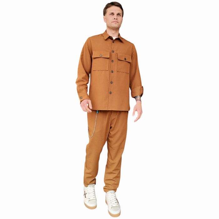 Completo uomo IMPERIAL overshirt con tasche frontali pantalone regular fit con pinces