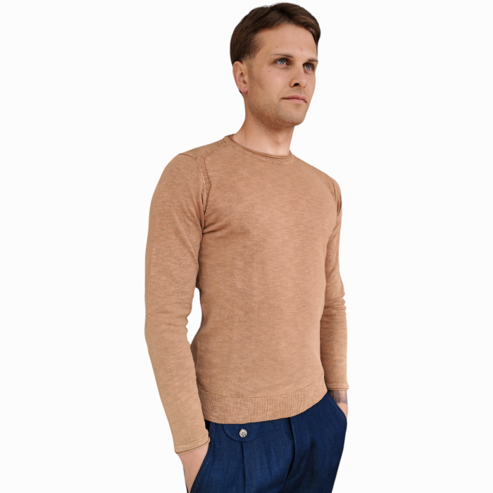 Maglia uomo BERNA 100% cotone girocollo doppio orlo e toppe a ricamo