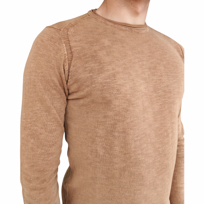 Maglia uomo BERNA 100% cotone girocollo doppio orlo e toppe a ricamo