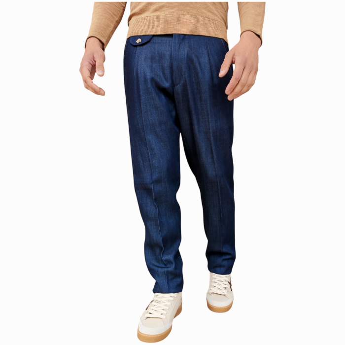 Pantalone uomo IMPERIAL 100% tencel effetto denim regular fit con pinces