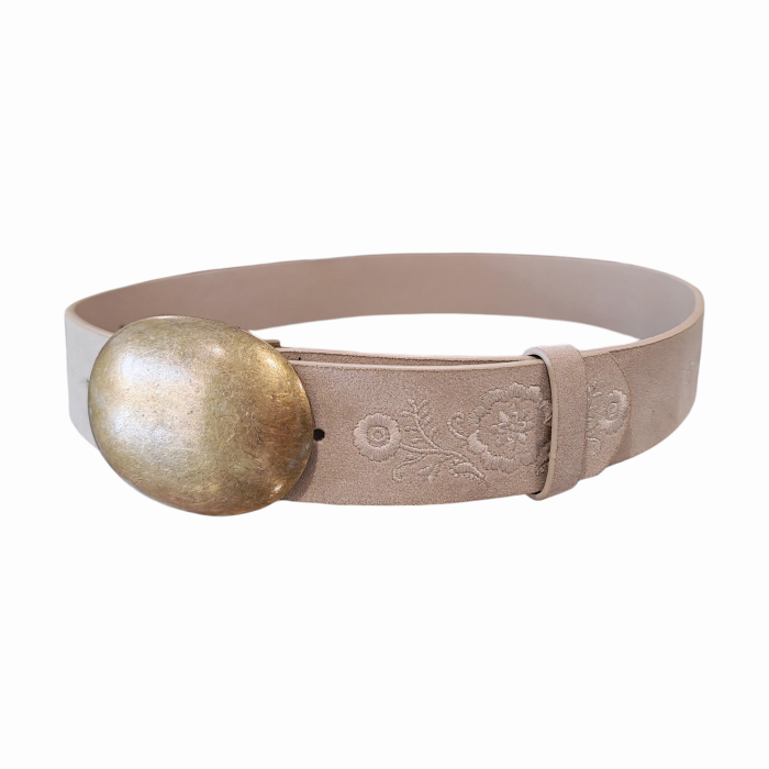 Cintura donna NALI' modello Annie con ricami e fibbia effetto ottone