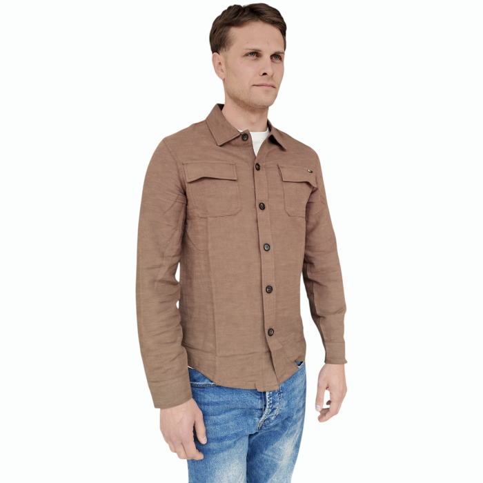 Overshirt uomo GIANNI LUPO in misto fibra vegetale (ramie) con tasche frontali