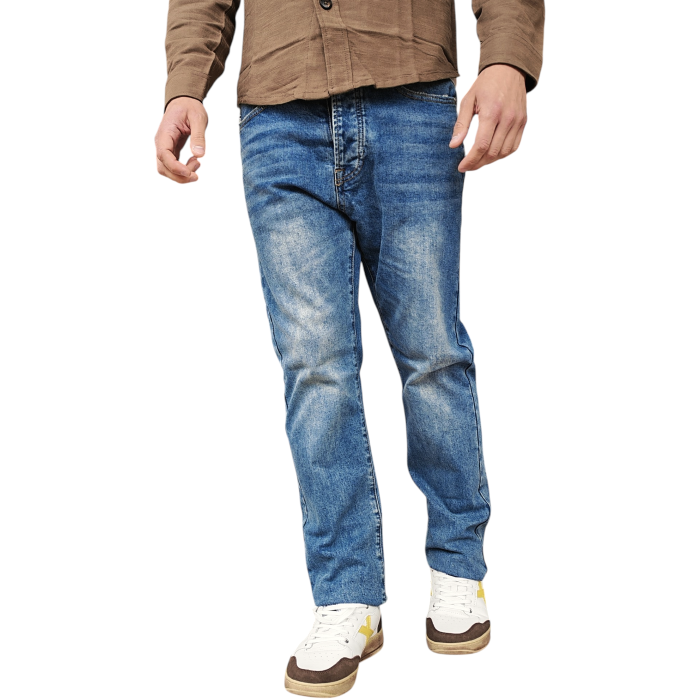 Jeans uomo BERNA 5 tasche regular fit in puro cotone lavaggio medio