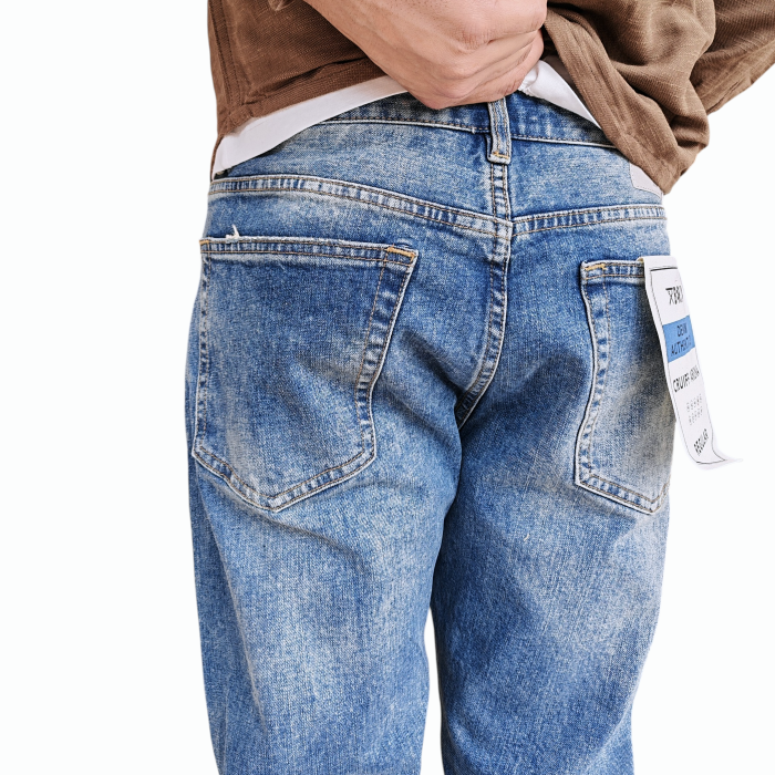 Jeans uomo BERNA 5 tasche regular fit in puro cotone lavaggio medio