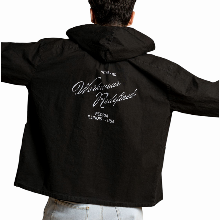 Felpa uomo CAT (Caterpillar) oversize in cotone Ripstop con cappuccio e tasche