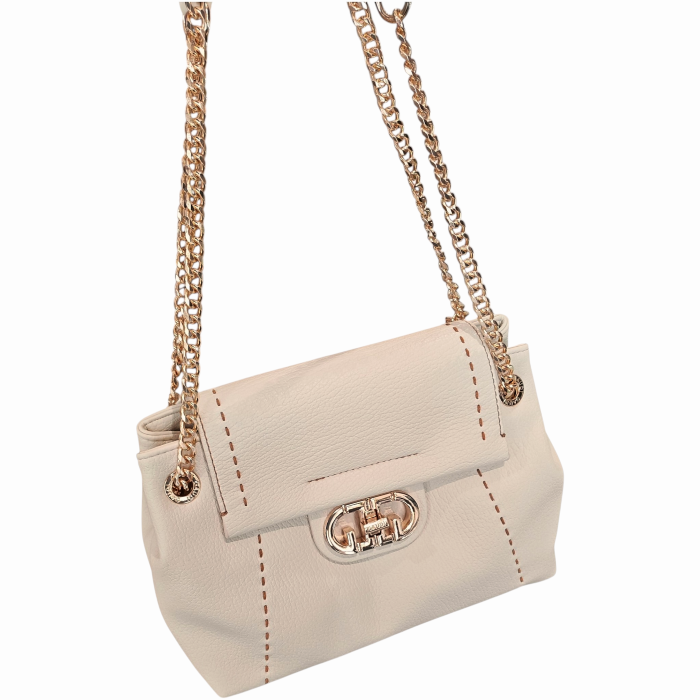 Borsa donna GAUDI' a spalla mod. Grace in morbida ecopelle martellata con catenina 