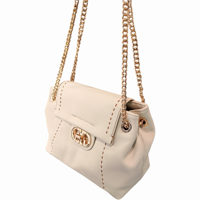 Borsa donna GAUDI' a spalla mod. Grace in morbida ecopelle martellata con catenina 