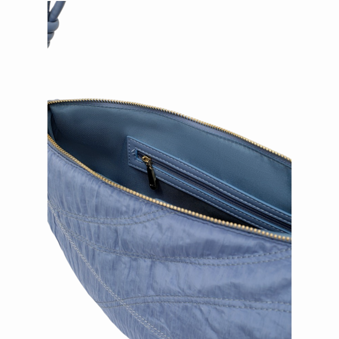 Borsa donna NALI' a spalla mod. Holly mezza luna in tessuto effetto seta con impunture