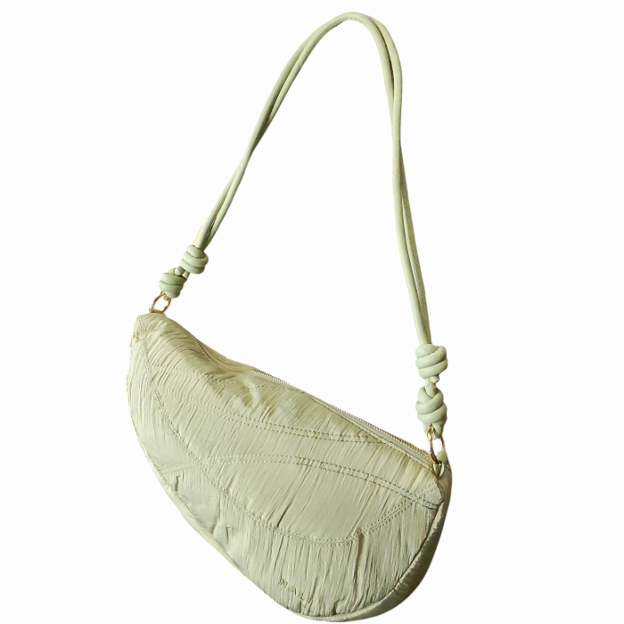 Borsa donna NALI' a spalla mod. Holly mezza luna in tessuto effetto seta con impunture