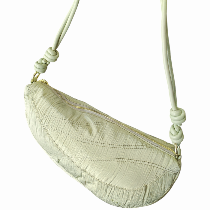 Borsa donna NALI' a spalla mod. Holly mezza luna in tessuto effetto seta con impunture