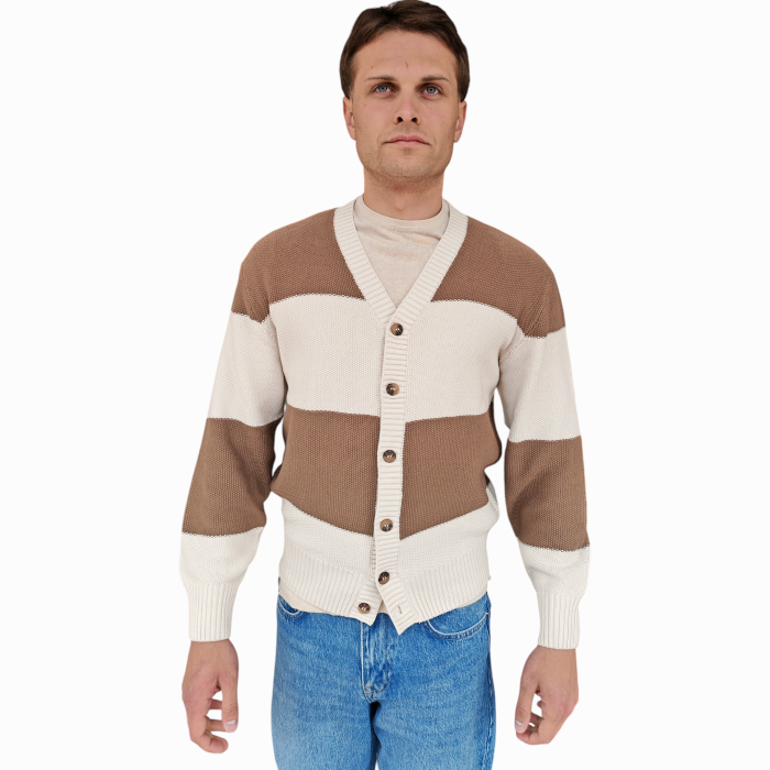 Cardigan uomo IMPERIAL 100% cotone lavorazione chicco riso scollo a V