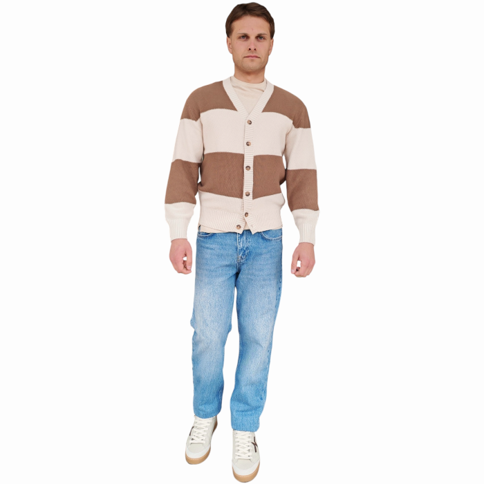 Cardigan uomo IMPERIAL 100% cotone lavorazione chicco riso scollo a V