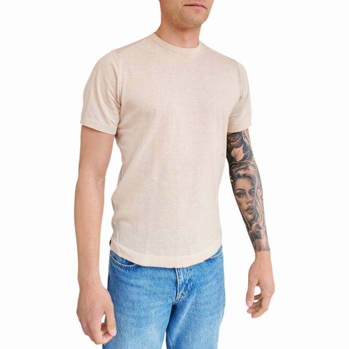 T-shirt uomo BERNA 100% cotone in maglina girocollo tinta unita orli a coste 